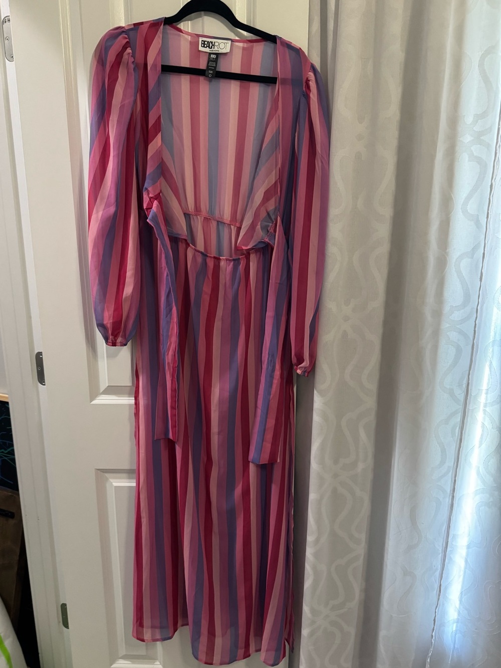 Beach Riot Pink and Lavender Striped Maxi Cover-Up